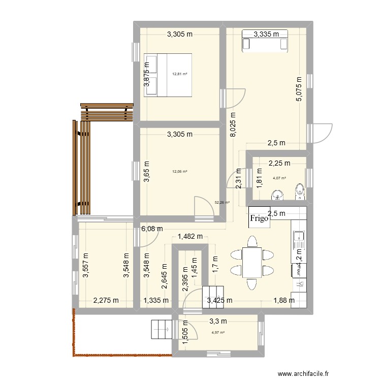 3656 King 1ere etage. Plan de 5 pièces et 86 m2