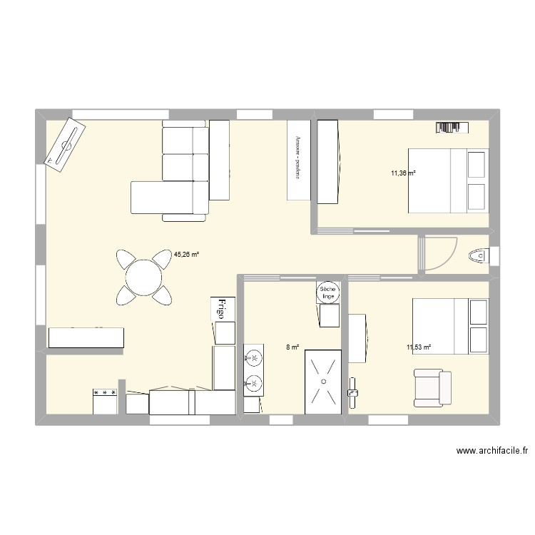 appartement Nicole et Gilbert. Plan de 4 pièces et 76 m2