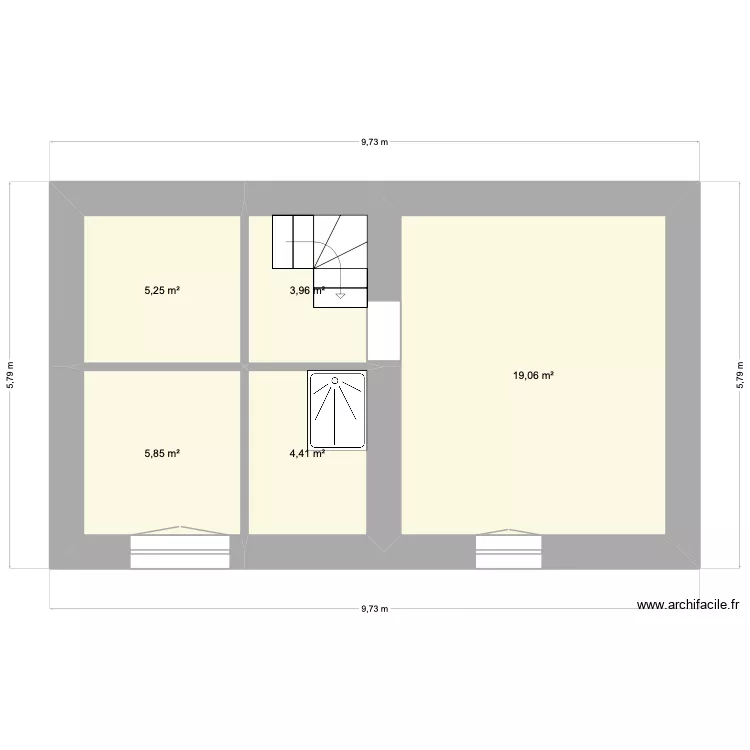 Yanou. Plan de 7  et 79 m²