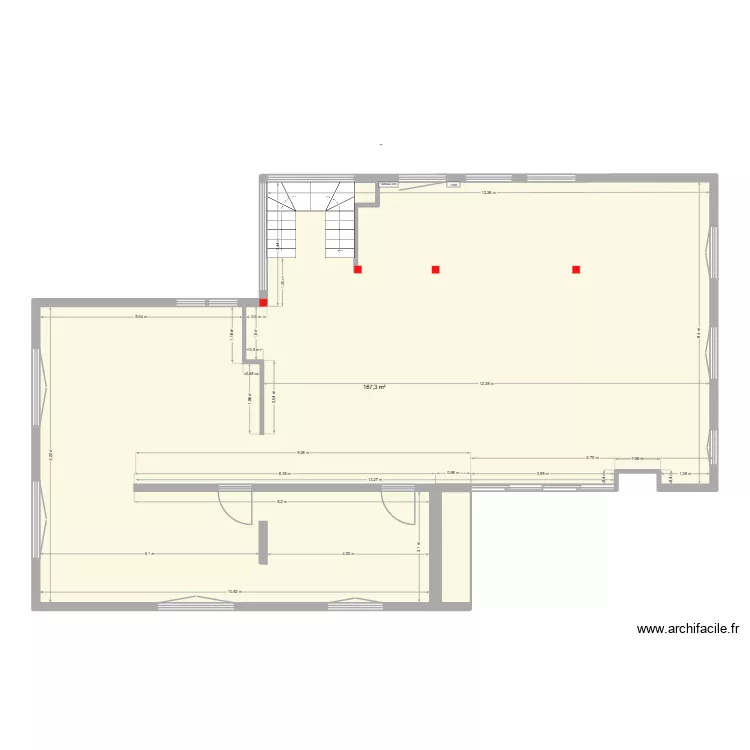 Leroux Barth base avec porteurs. Plan de 2  et 170 m²