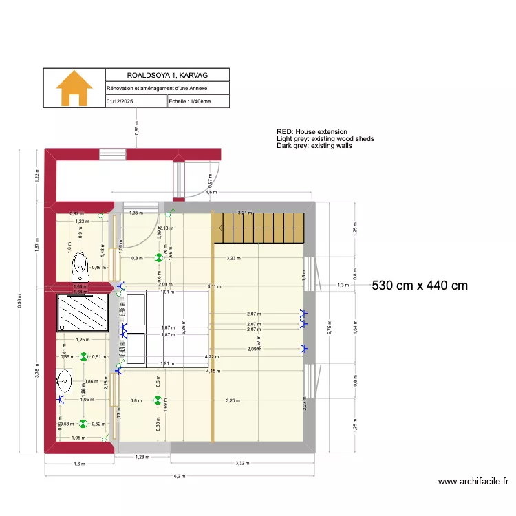 Renovation Annexe V2. Plan de 4 pièces et 39 m² Renovation Annexe V2. Plan de 4 pièces et 39 m²