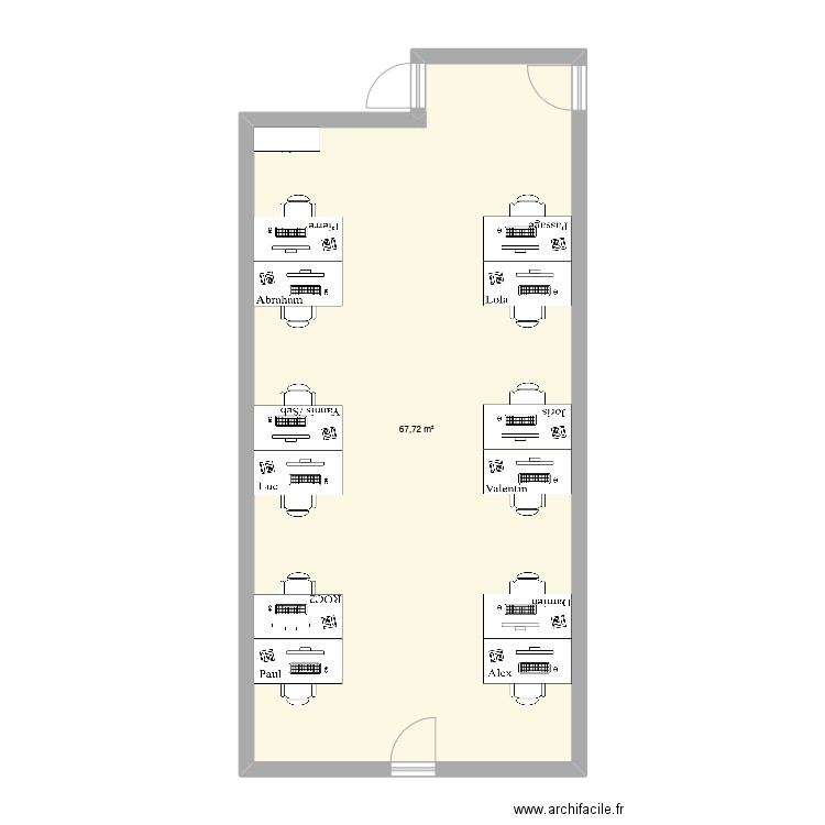 bureau CDS. Plan de 1 pièce et 68 m2