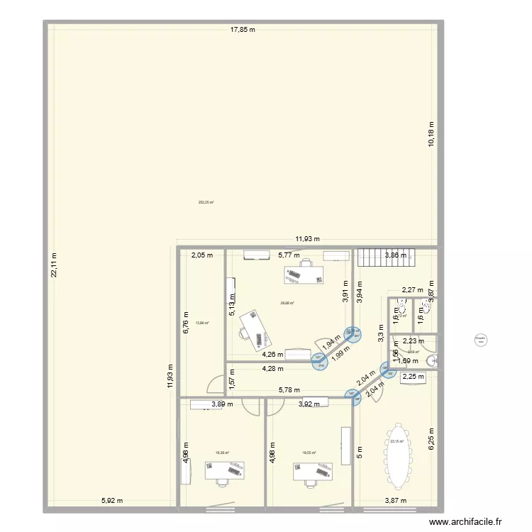 mezzanine bureaux. Plan de 9 Pièces et 389 m² mezzanine bureaux. Plan de 9 Pièces et 389 m²