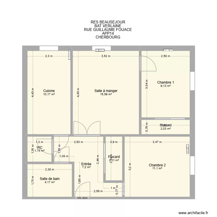 BAT VERLAINE APP14. Plan de 