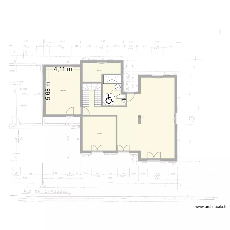 Plan maison Mions SDB COM. Plan de 6  et 123 m²