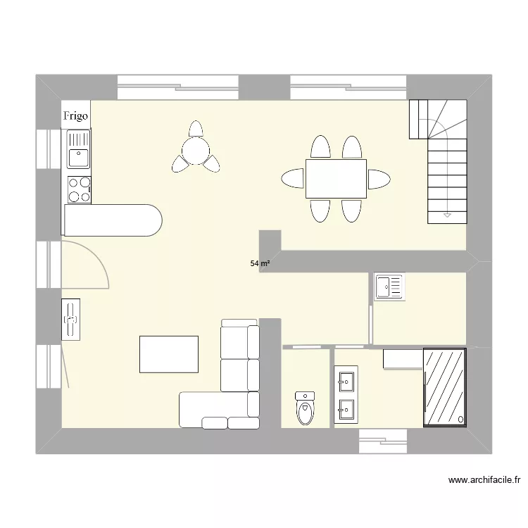 rdch maison philippe 2. Plan de 1  et 54 m²