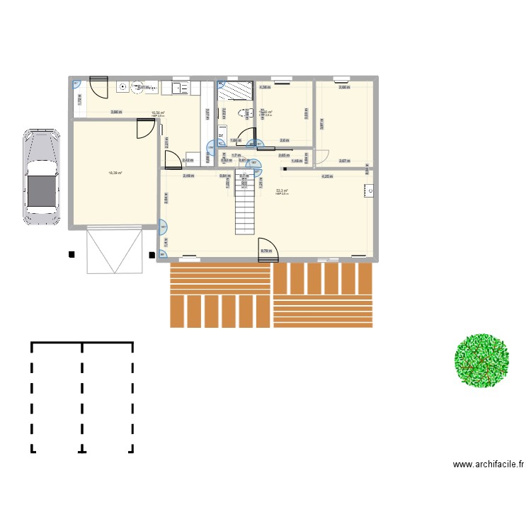 Plan Maison Breteville RDC Projet. Plan de 4 pièces et 101 m2