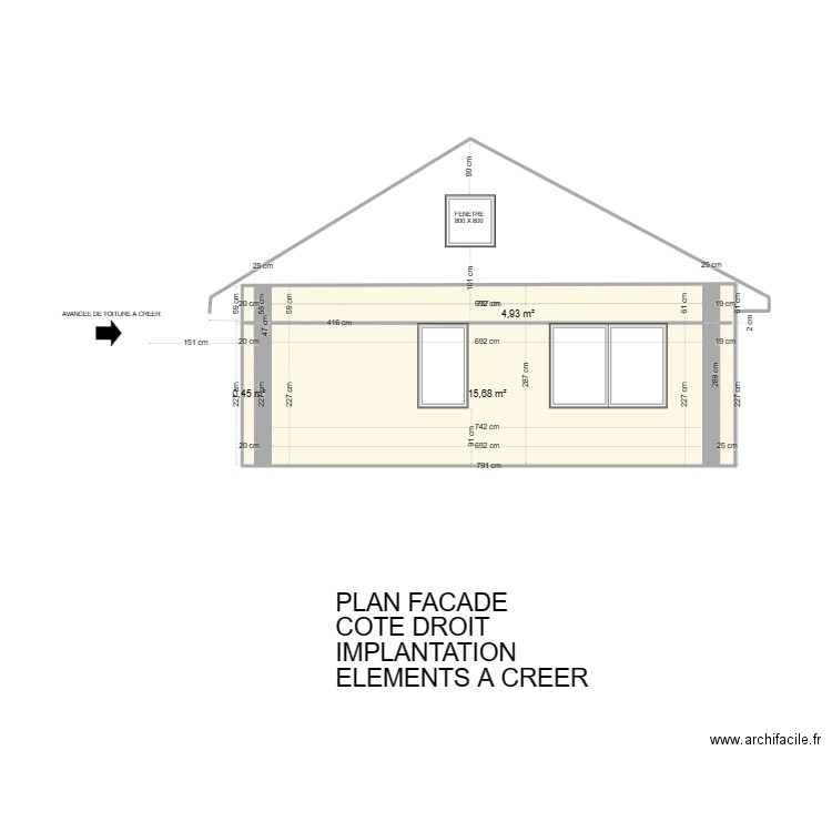 fresnes facade droite modifiée 30112023. Plan de 3 pièces et 21 m2