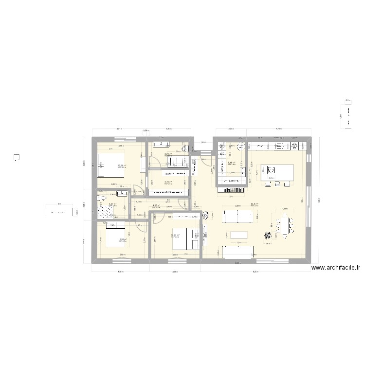 pedinielli 4.X. Plan de 9 pièces et 124 m2