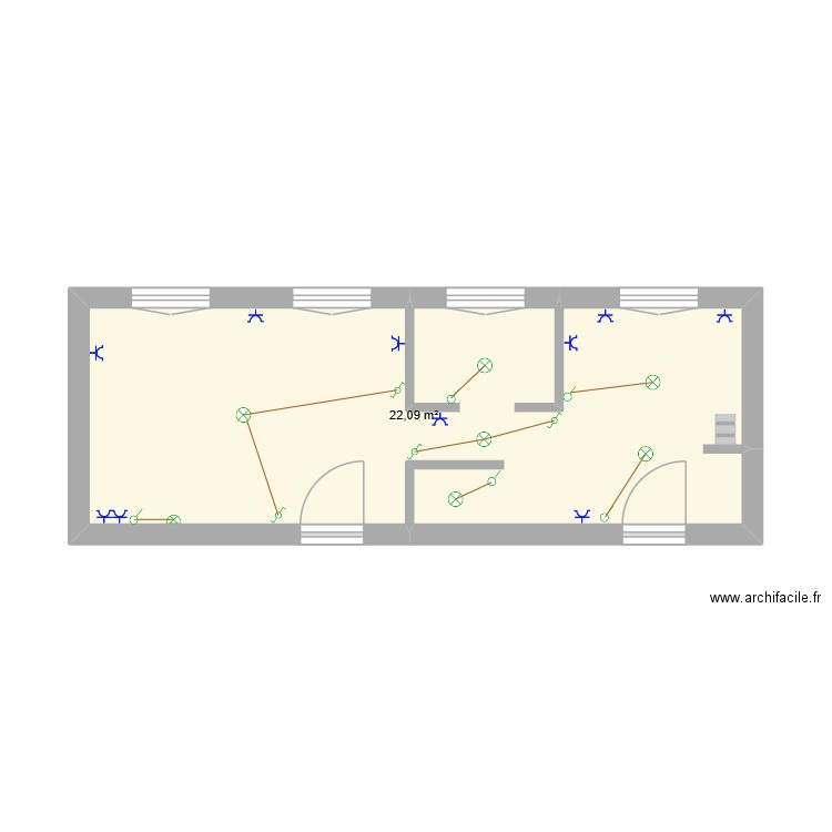 pavillon CAP 2 Ruffec. Plan de 1 pièce et 22 m2