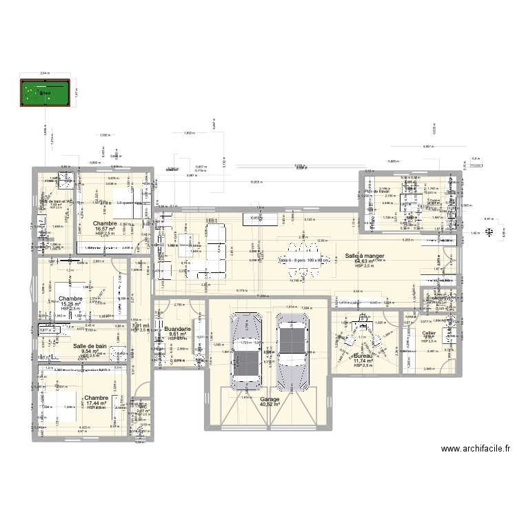 PLAN DEFINITIF 2 SALON EN CONTINUITE. Plan de 14 pièces et 228 m2