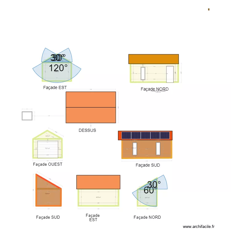 Plan de facade et toiture garage. Plan de Plan de facade et toiture garage. Plan de