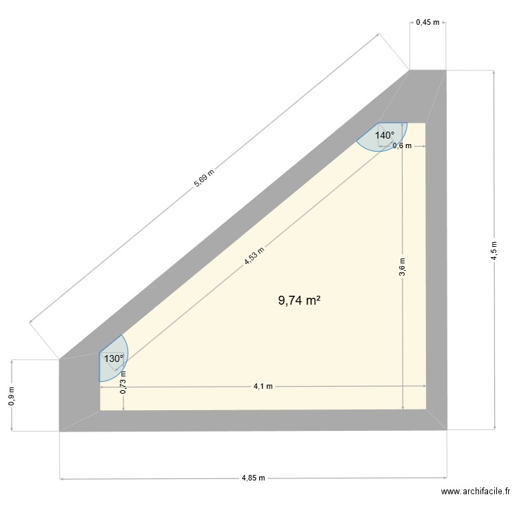 Piscine V2. Plan de 1 pièce et 10 m2