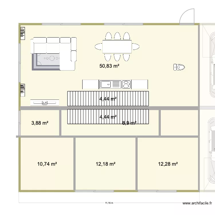 Maison accolée long pans. Plan de 13 et 256 m² Maison accolée long pans. Plan de 13 et 256 m²