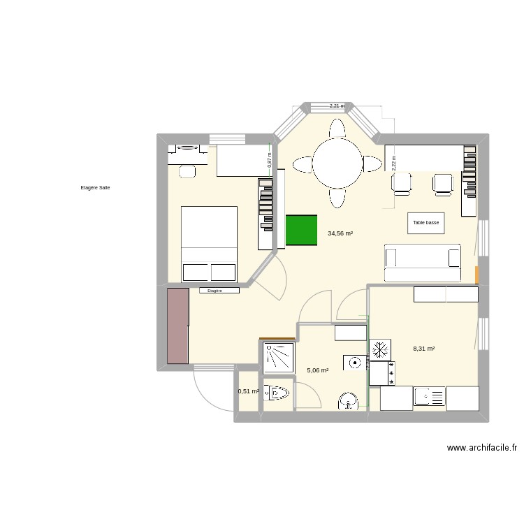 Haie Vignée 5. Plan de 4 pièces et 48 m2