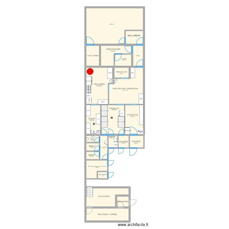 CONSERVERIE. Plan de 21 pièces et 171 m2