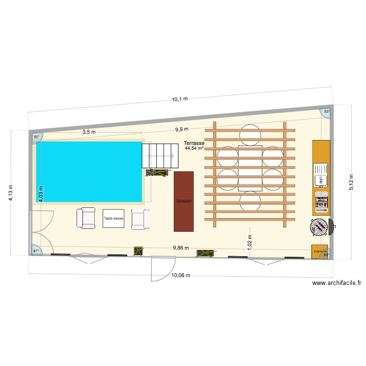 TERRASSE LA REDORTE. Plan de 1 pièce et 45 m2
