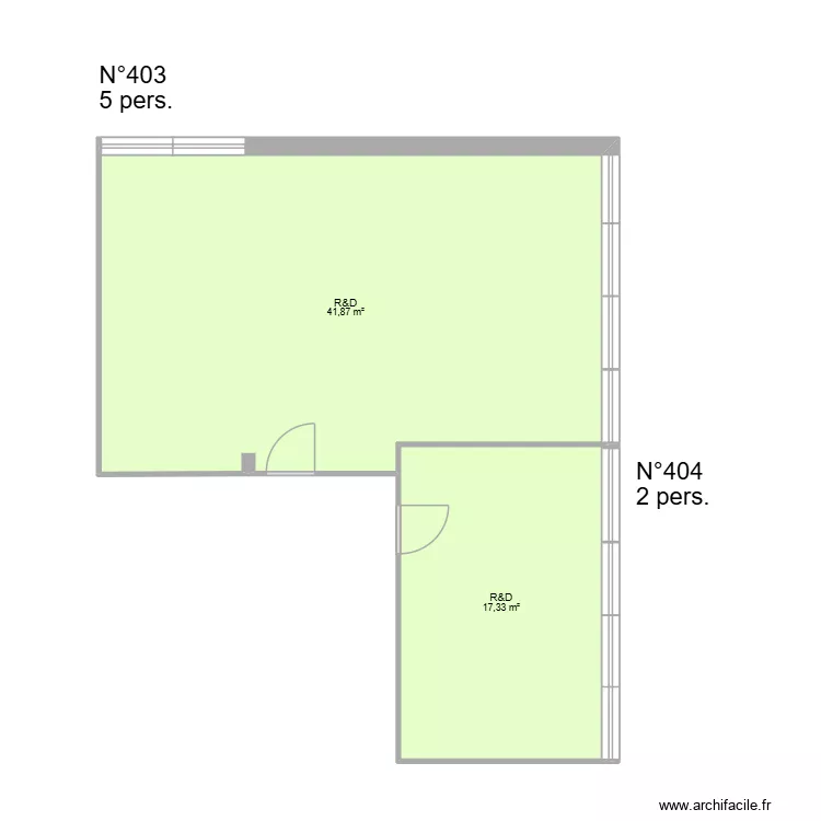 403_R&D. Plan de 2  et 59 m²