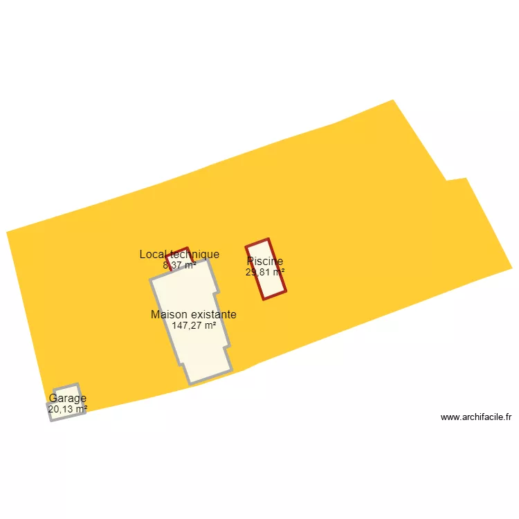 Piscine sur plan de masse. Plan de 