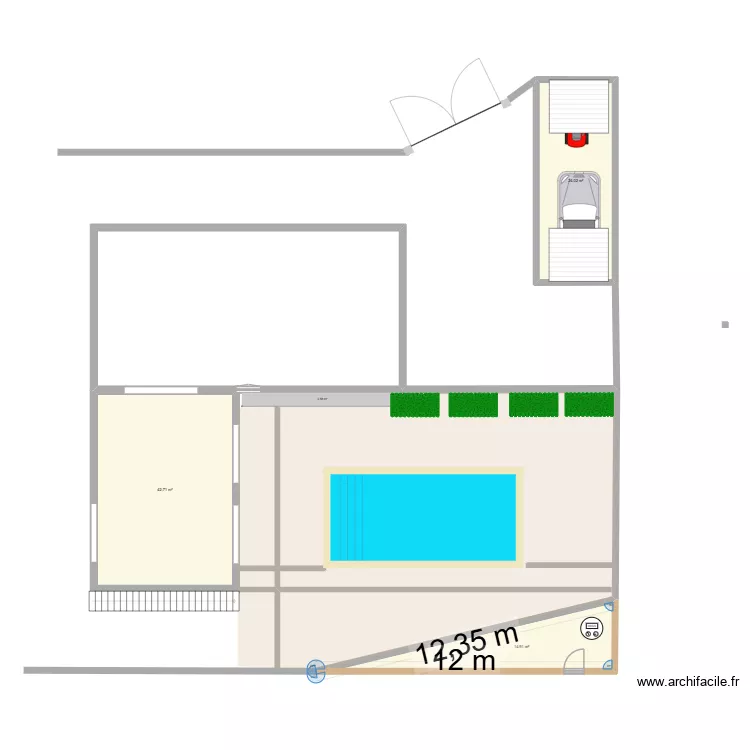 RDC 2. Plan de 3 Pièces et 82 m² RDC 2. Plan de 3 Pièces et 82 m²