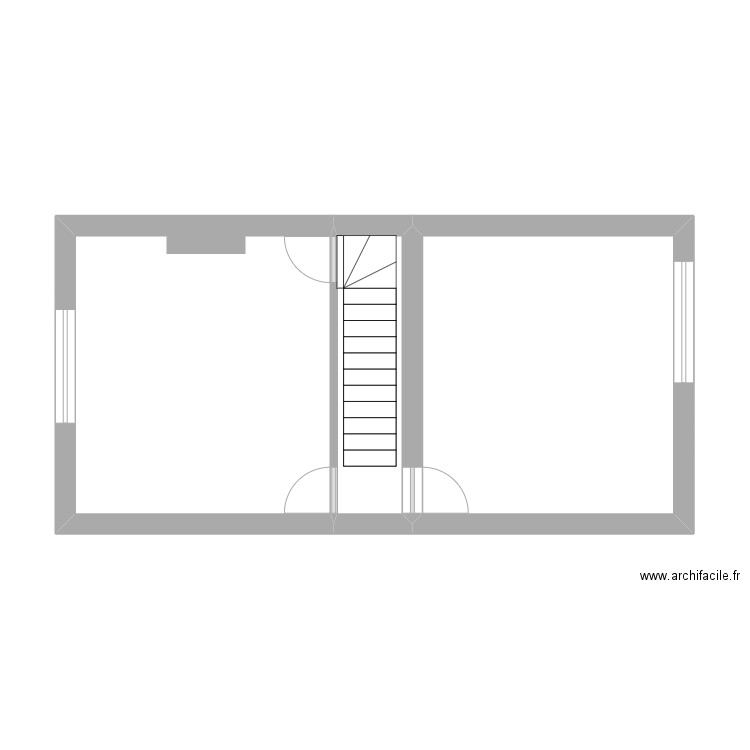 Maison - Etage vierge. Plan de 3 pièces et 37 m2