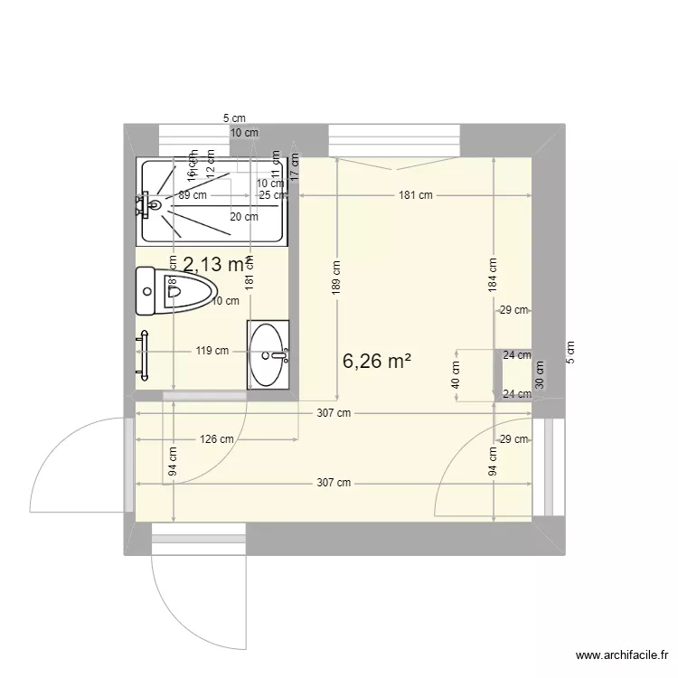 SDB- cuisine cloisonnement modifi&eacute;, 50 Strasbourg. Plan de 