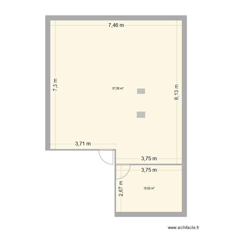 COMPUTEUR LINE. Plan de 2 pièces et 68 m2