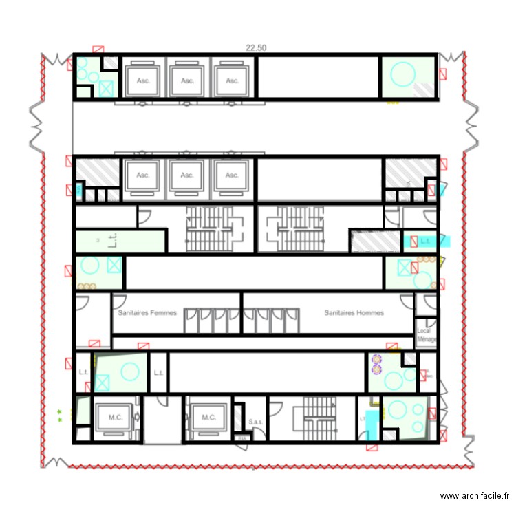 Image de fond - étage bas. Plan de 48 pièces et 355 m2