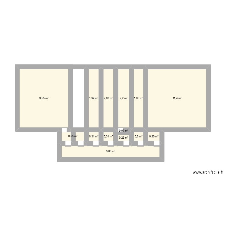 Idée box reliée au volière. Plan de 14 pièces et 35 m2