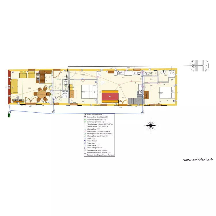 Plan long&egrave;re v10 variante S&eacute;jour. Plan de 