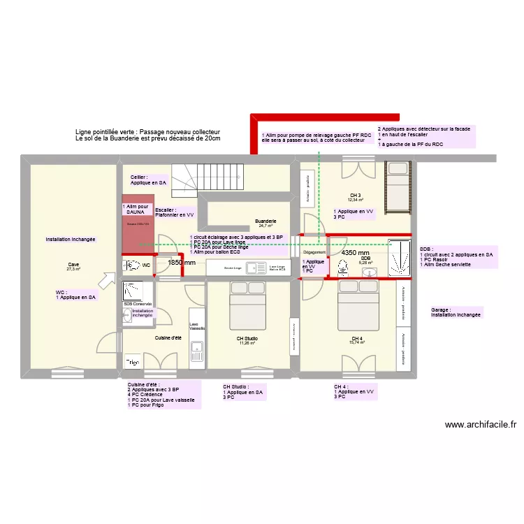 2 Ch Amandiers ELEC RDC. Plan de 11 Pièces et 111 m²