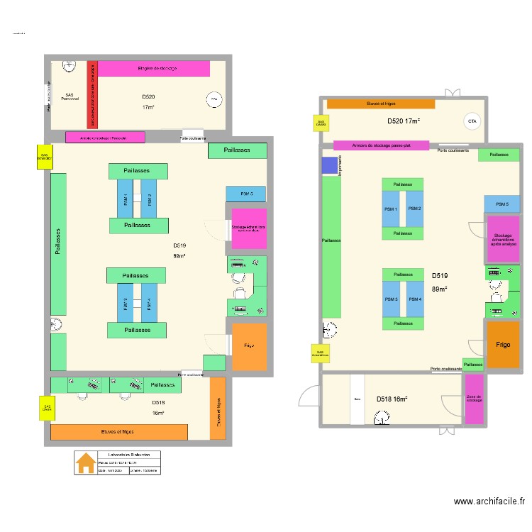 Laboratoire Bioburden. Plan de 6 pièces et 552 m2