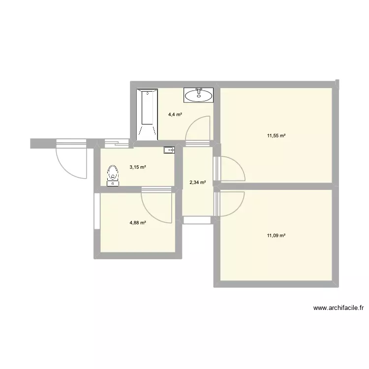 Plan 1. Plan de 6 Pièces et 37 m²