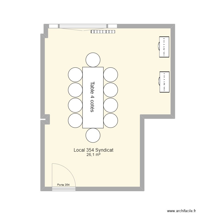 local 354. Plan de 1 pièce et 26 m2