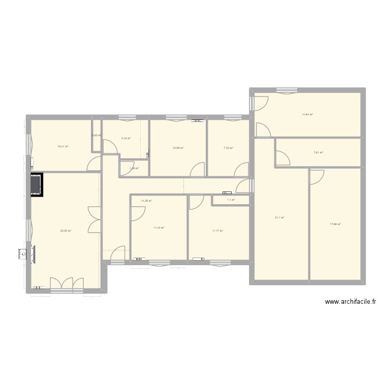 Senouillac v0 - origine. Plan de 15 pièces et 161 m2