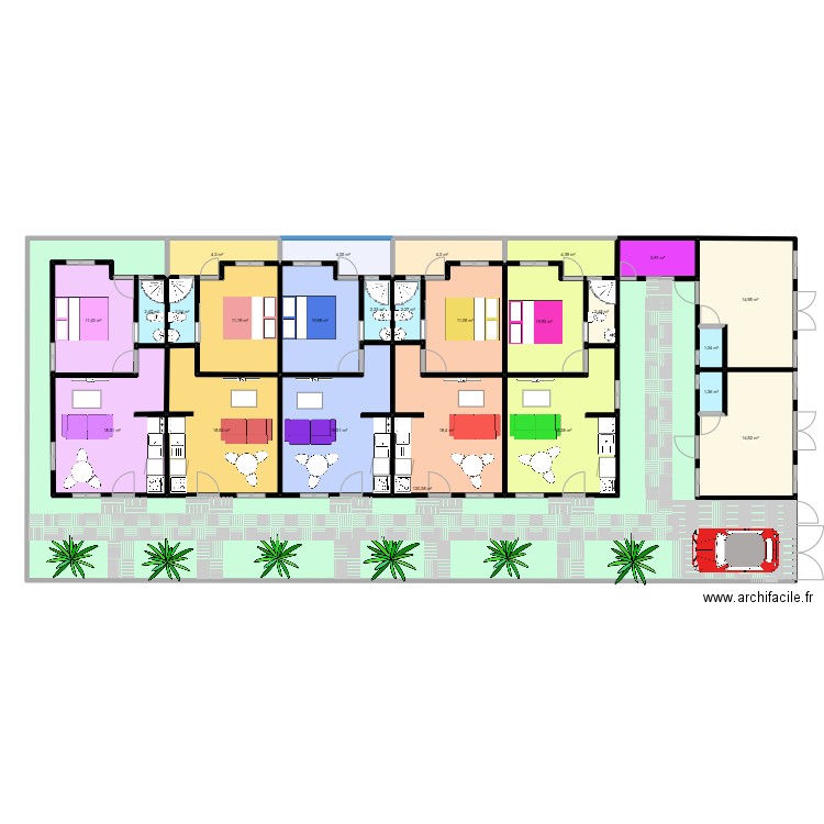 Alake 1. Plan de 25 pièces et 334 m2