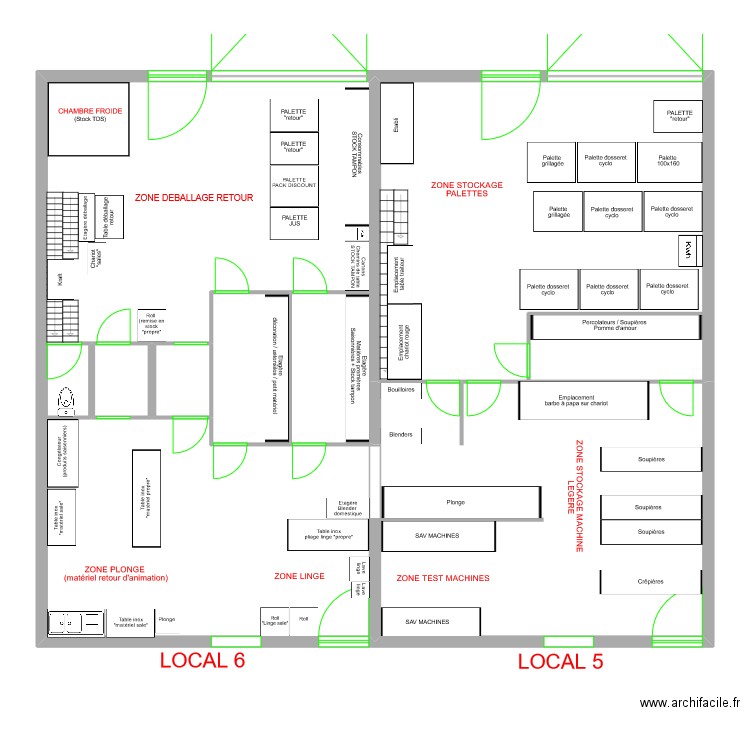 Entrepot 5 et 6. Plan de 6 pièces et 204 m2