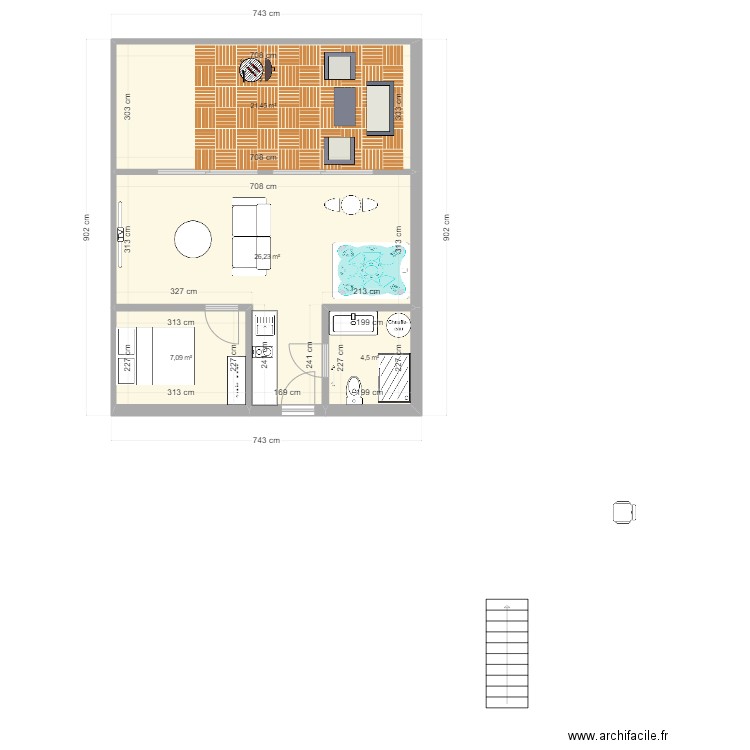 Suite V5. Plan de 8 pièces et 100 m2