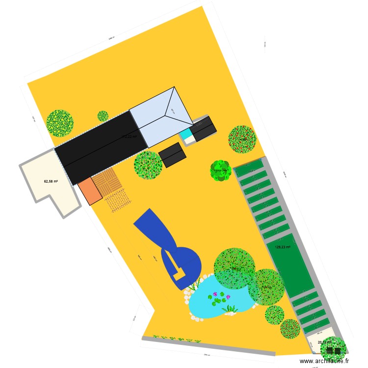 Potager. Plan de 4 pièces et 385 m2
