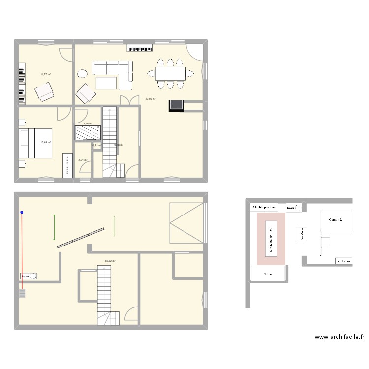 Maison. Plan de 8 pièces et 168 m2