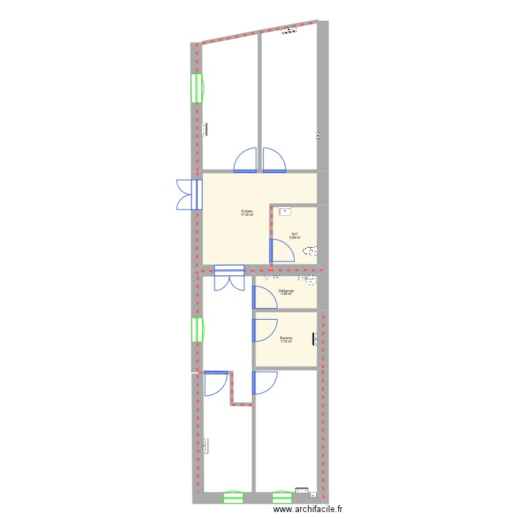 Bureau Damiron. Plan de 4 pièces et 36 m2