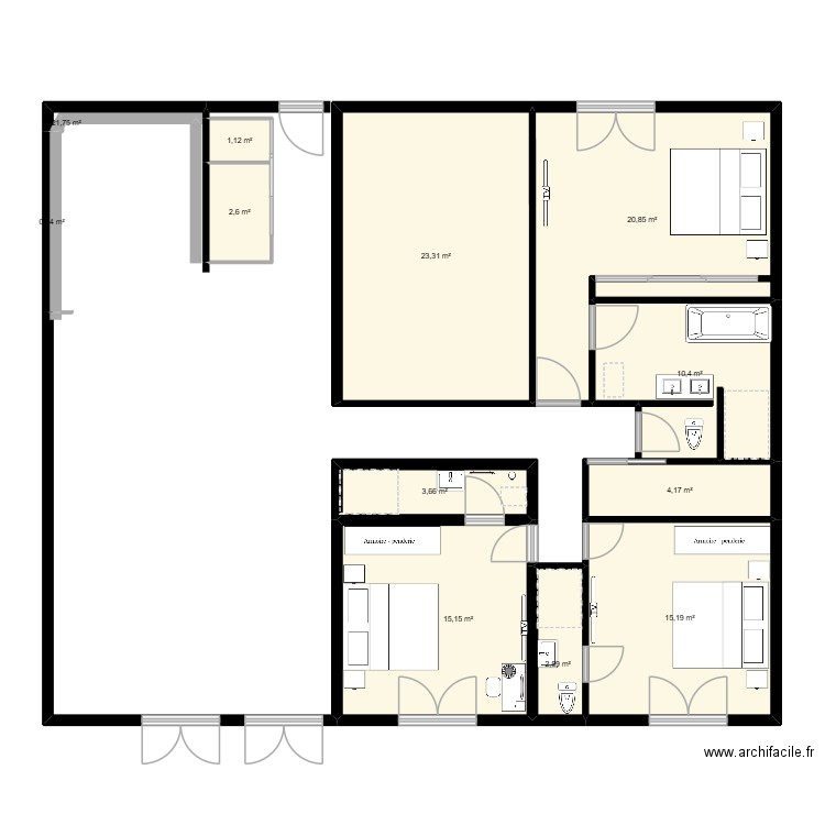 Carlos. Plan de 12 pièces et 99 m2