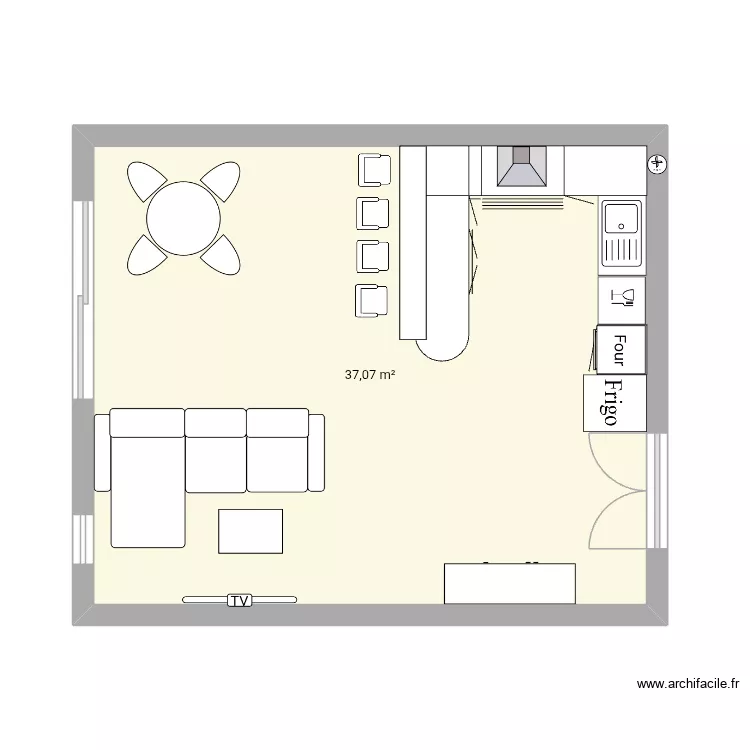 CUISINE 2. Plan de 1  et 37 m²