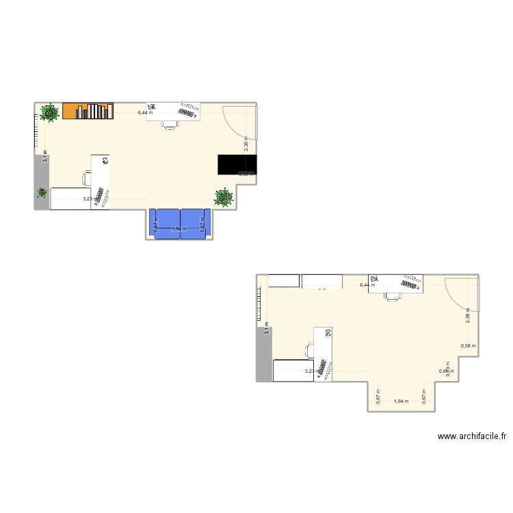 BUREAU CADRES 2025 - Base. Plan de 2 pièces et 43 m2