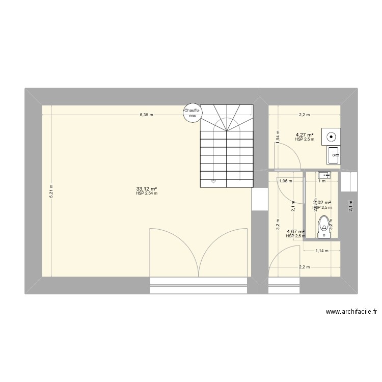 Entrée/Buanderie/garageV1. Plan de 4 pièces et 44 m2