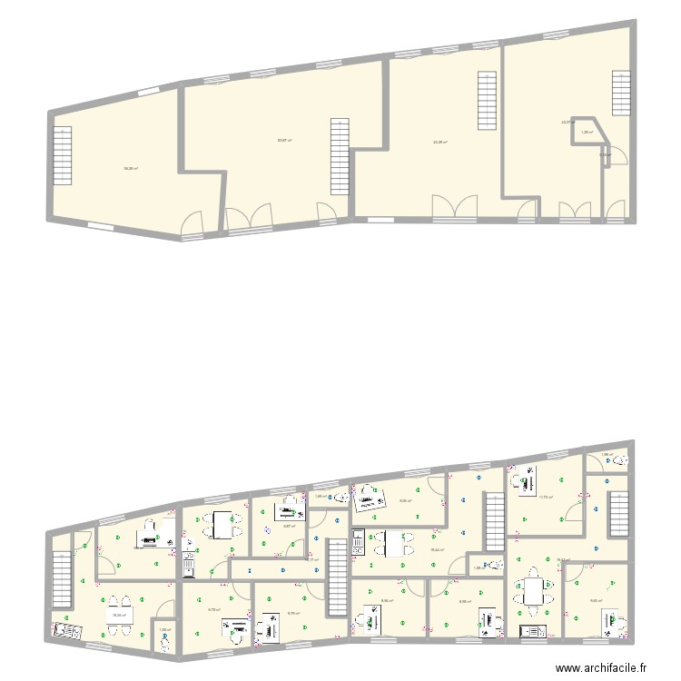 Bâtiment Saint Aubin Epinay. Plan de 24 pièces et 343 m2