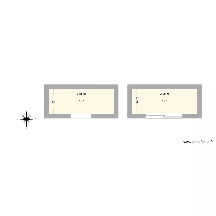 fa&ccedil;ade baie vitr&eacute;e. Plan de 2 Pièces et 12 m²