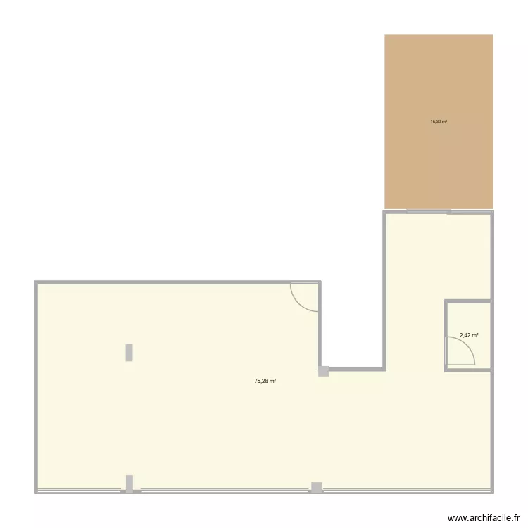 Bureau Manal. Plan de 2 Pièces et 78 m²
