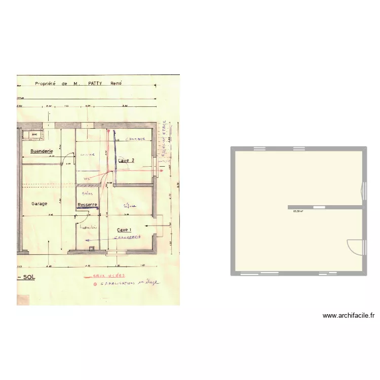 T&eacute;tras 2. Plan de 1  et 63 m²