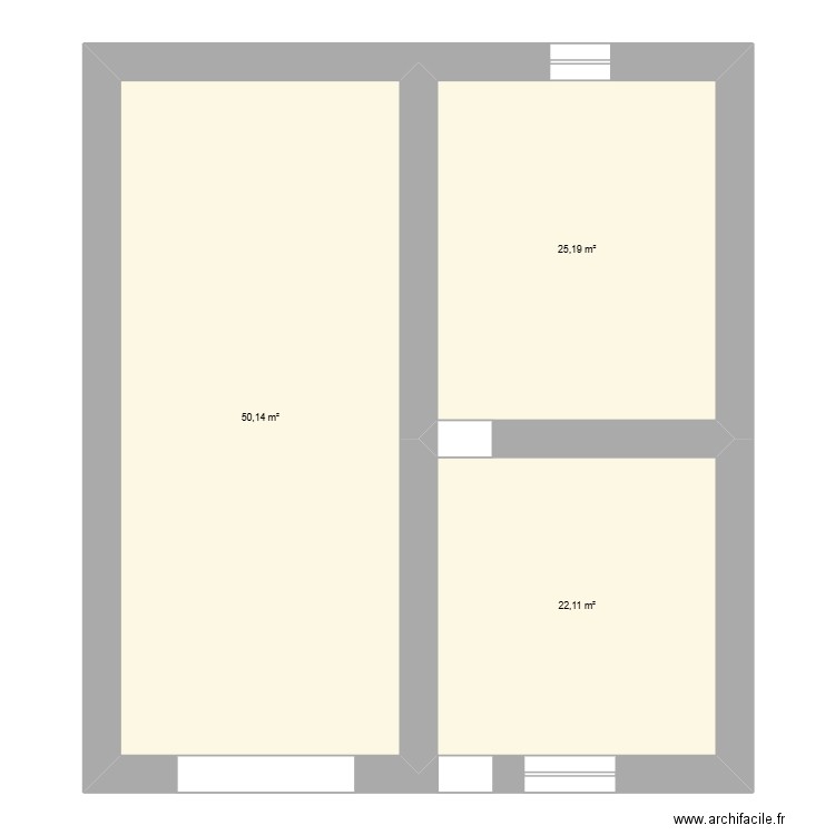 base. Plan de 3 pièces et 97 m2